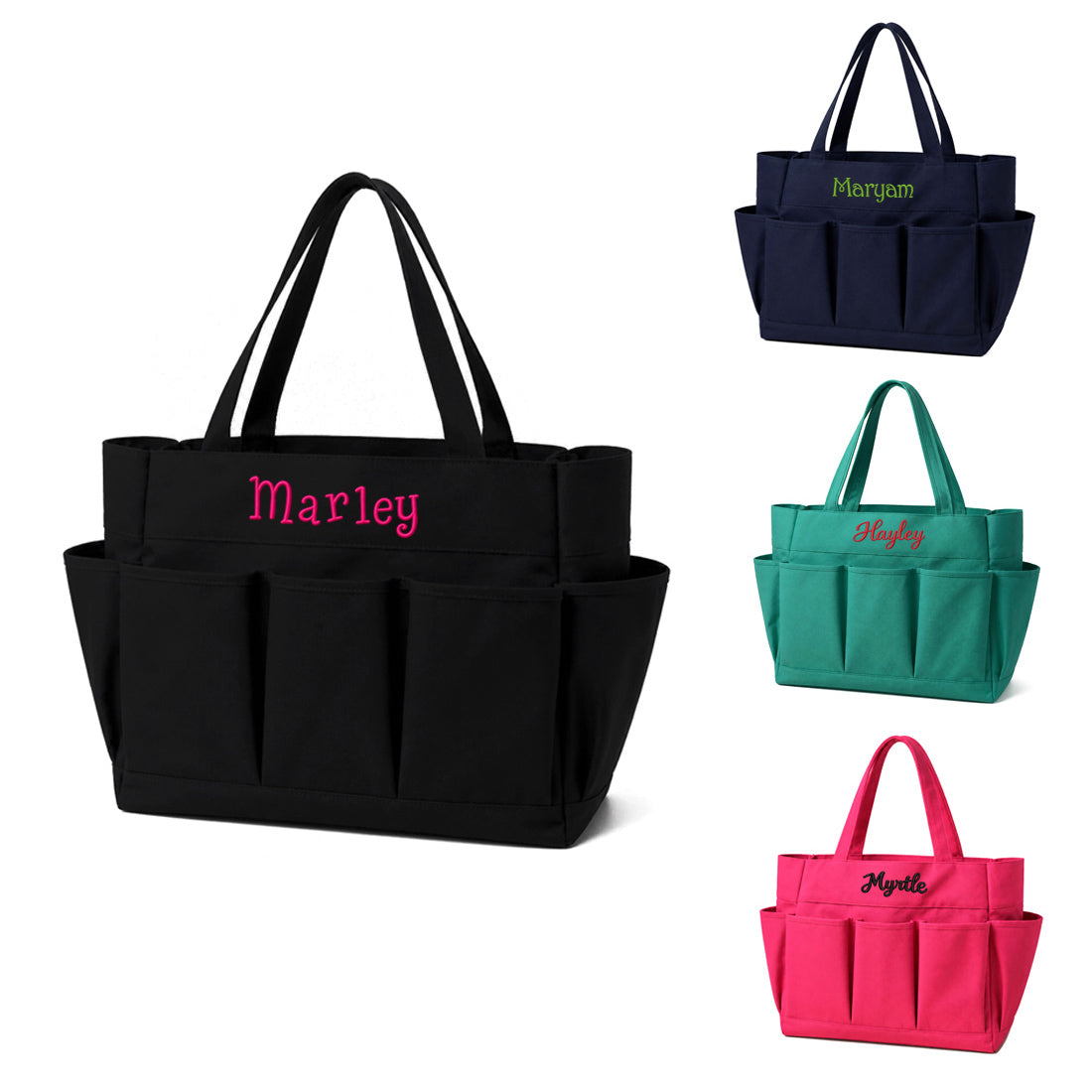 Personalized Utility Tote Bag with Pockets, Multipurpose Organizer Tote