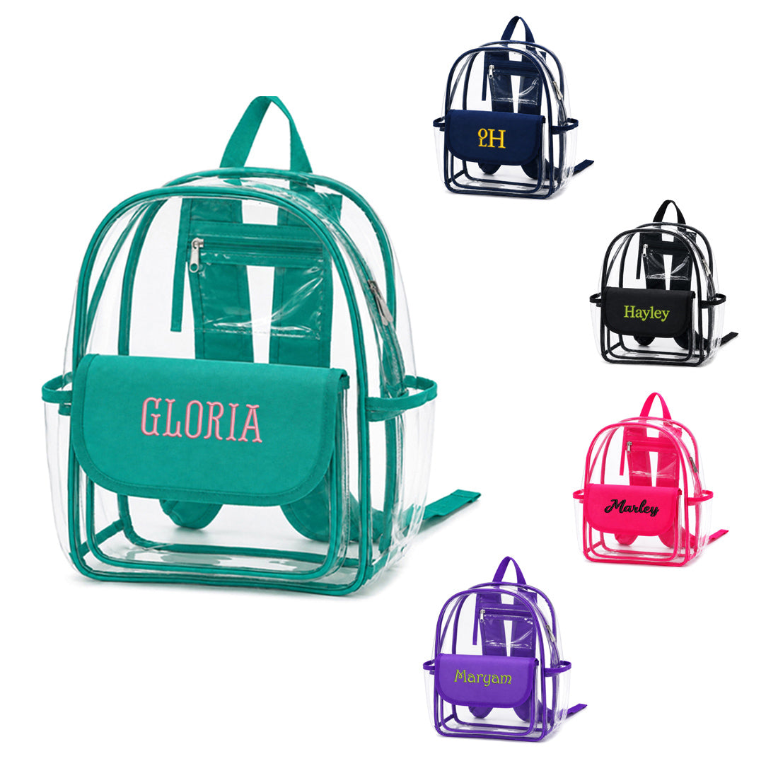 Personalized Clear Backpack Stadium Bag Monogrammed PVC Game Day Bag