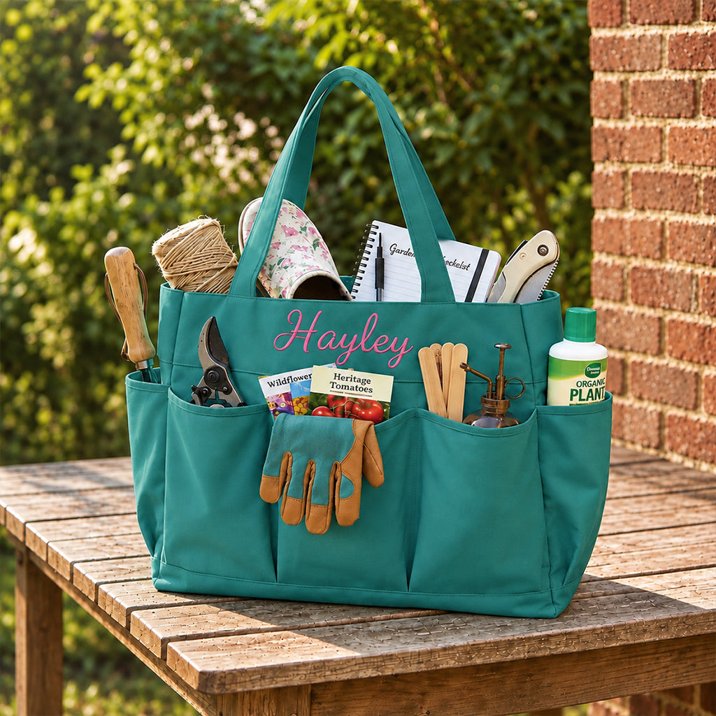 Personalized Utility Tote Bag with Pockets, Multipurpose Organizer Tote