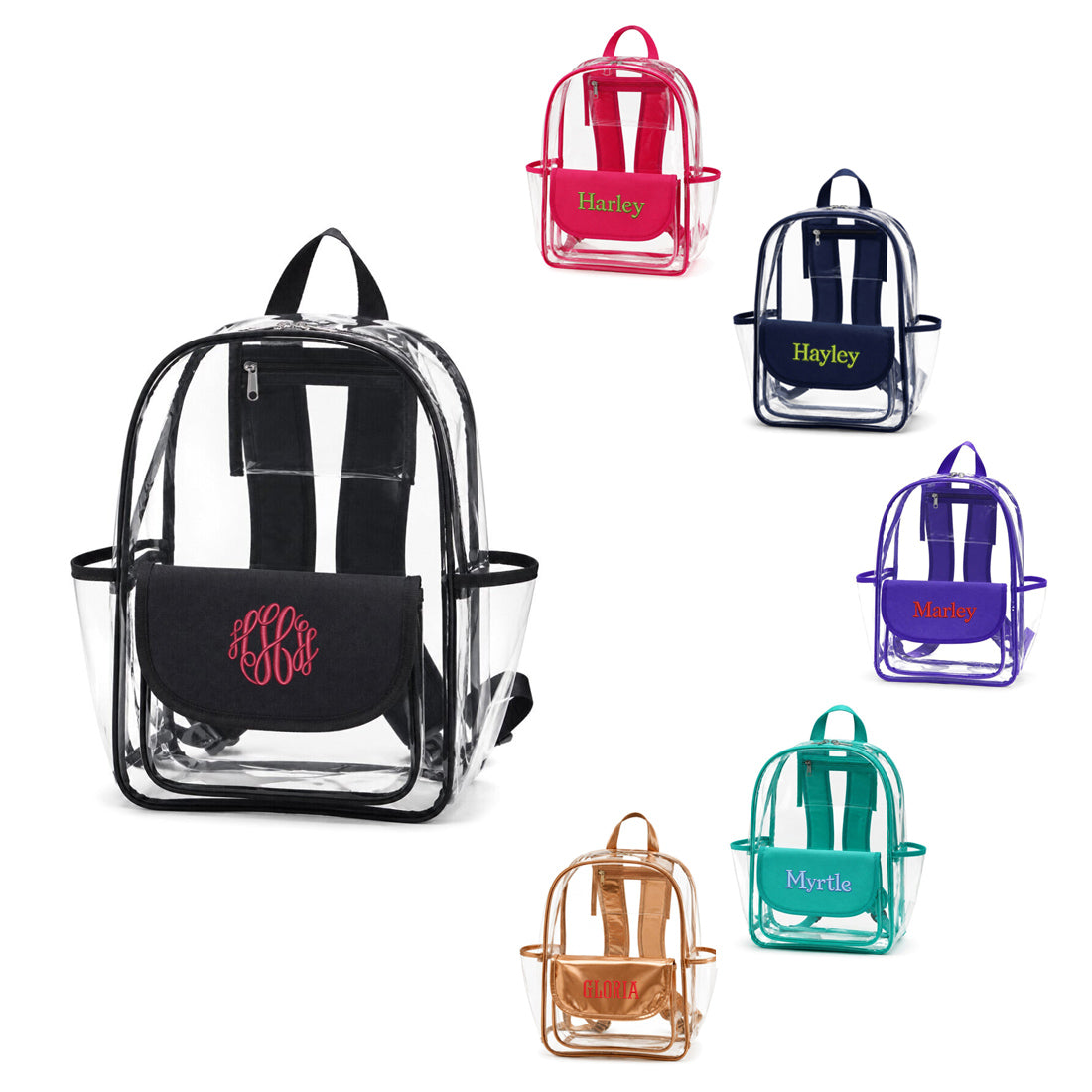 Monogram Clear Backpack Personalized Stadium Bag Game Day Bag