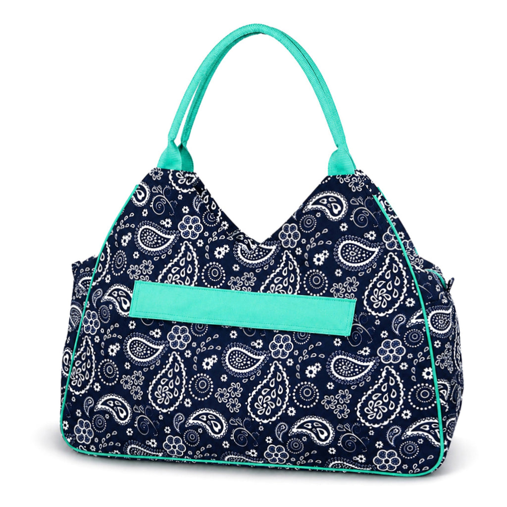 Monogrammed Floral Beach Tote Personalized Waterproof Polyester Bag