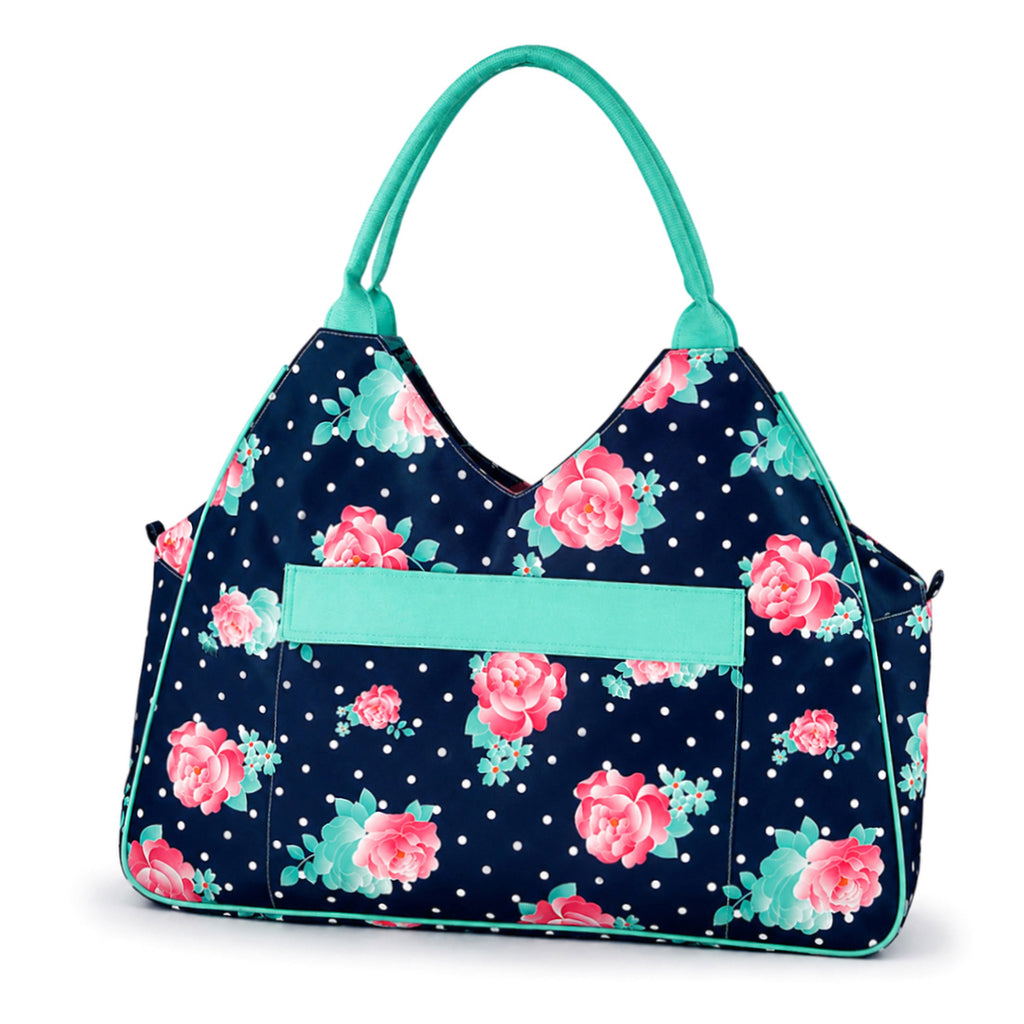 Monogrammed Floral Beach Tote Personalized Waterproof Polyester Bag