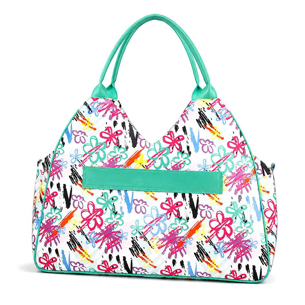 Monogrammed Floral Beach Tote Personalized Waterproof Polyester Bag