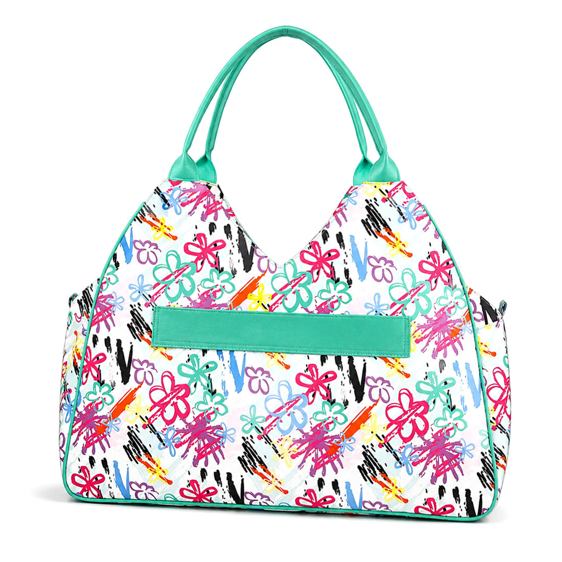 Monogrammed Floral Beach Tote Personalized Waterproof Polyester Bag
