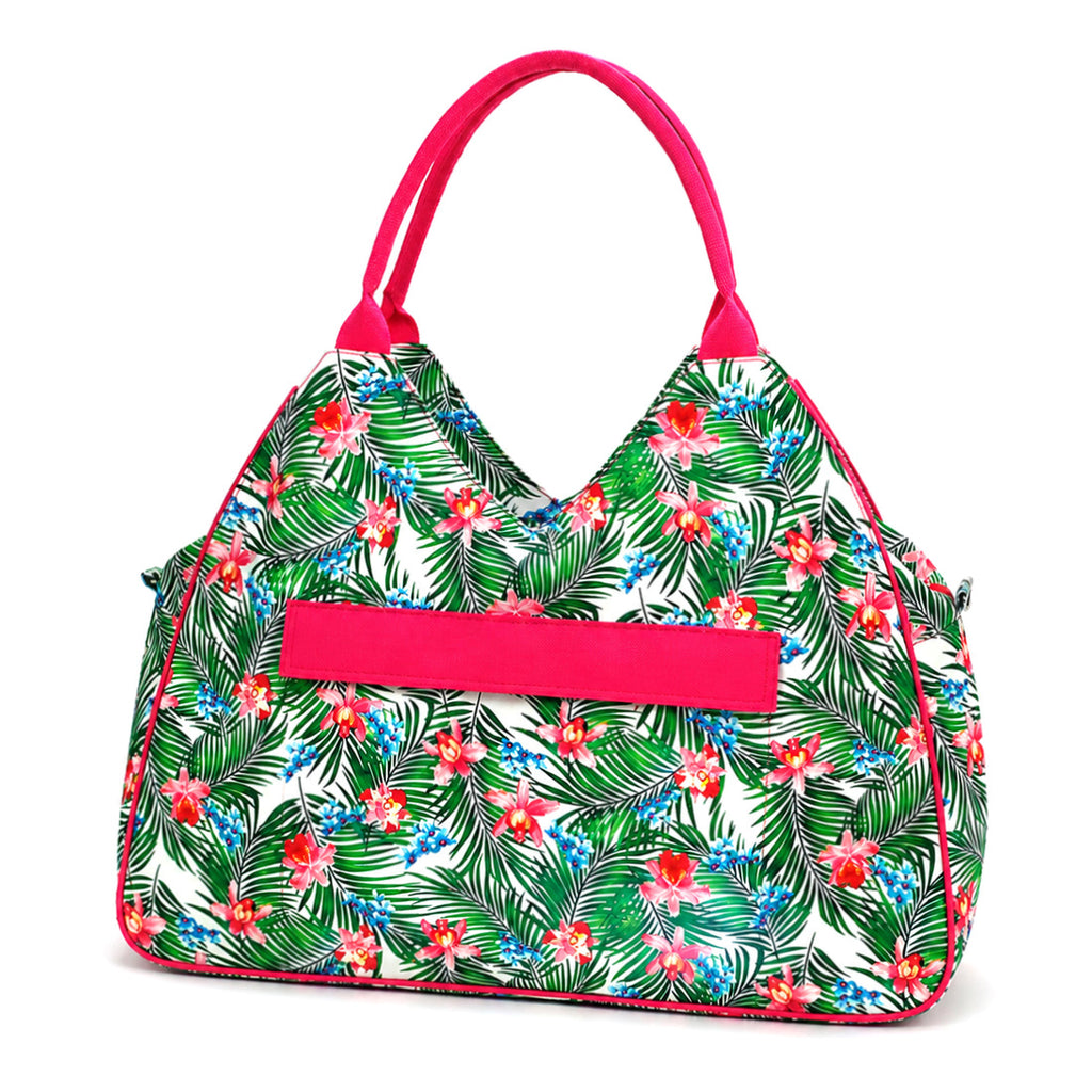 Monogrammed Floral Beach Tote Personalized Waterproof Polyester Bag
