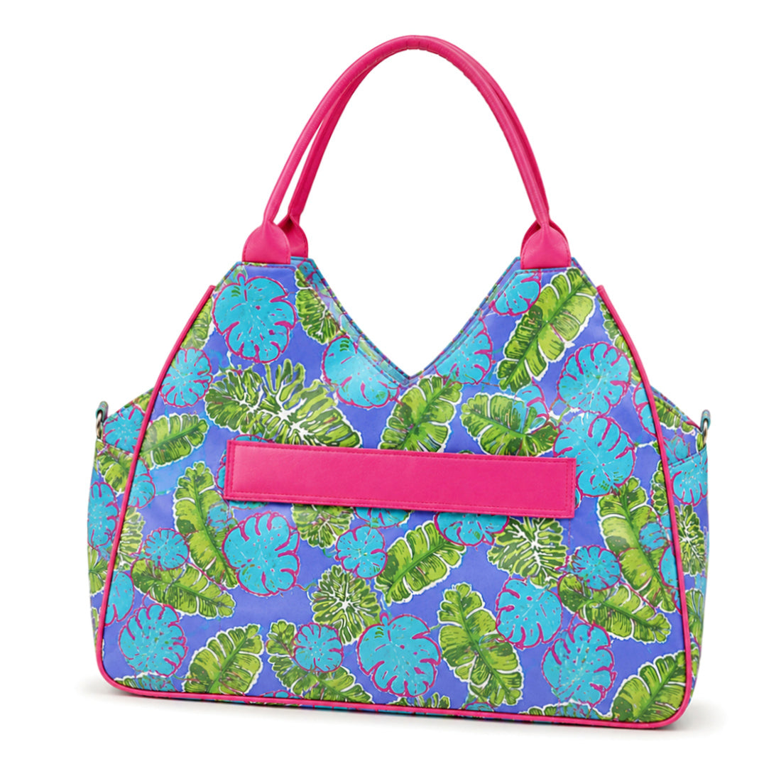 Monogrammed Floral Beach Tote Personalized Waterproof Polyester Bag