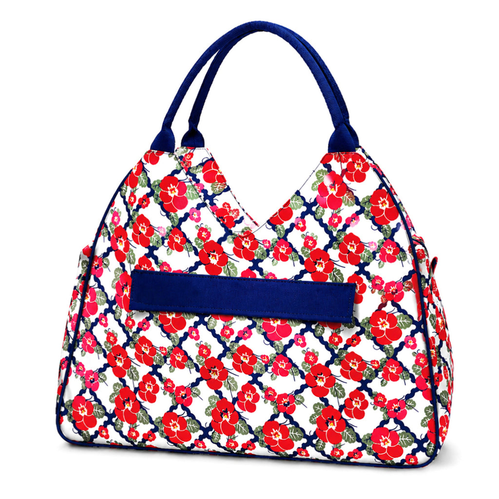 Monogrammed Floral Beach Tote Personalized Waterproof Polyester Bag