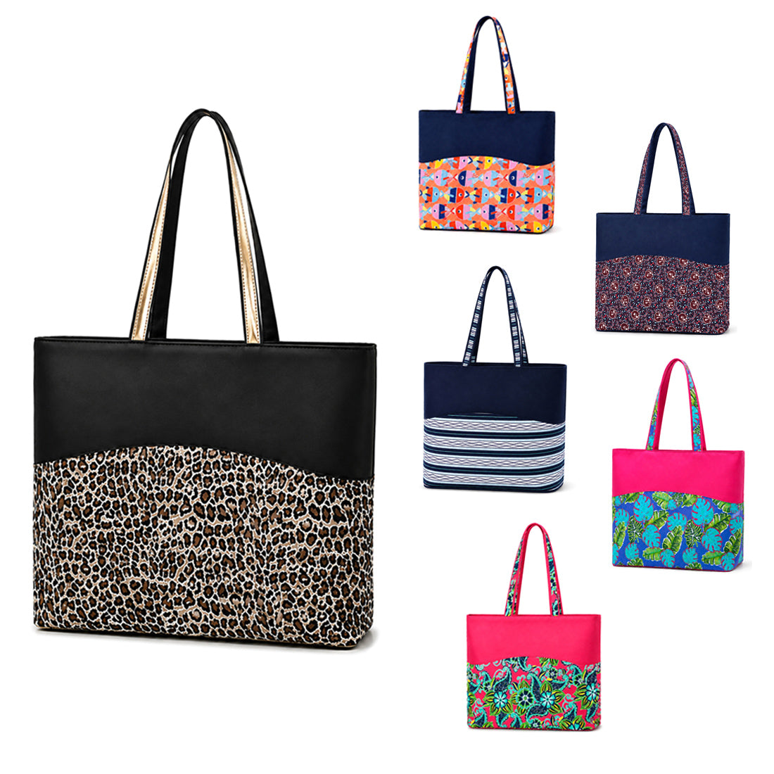 Monogram Zip Top Tote Bag Personalized Shopping Bag