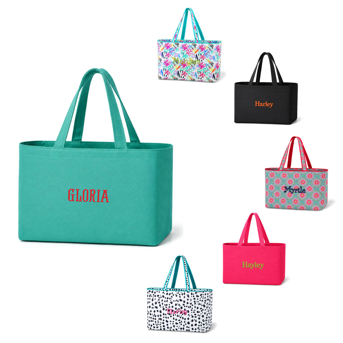 Monogrammed Large Tote Bag Personalized Polyester Carryall