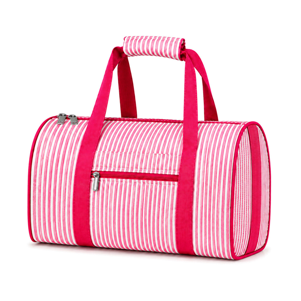 Monogrammed Seersucker Duffel Bag Personalized Overnight Tote