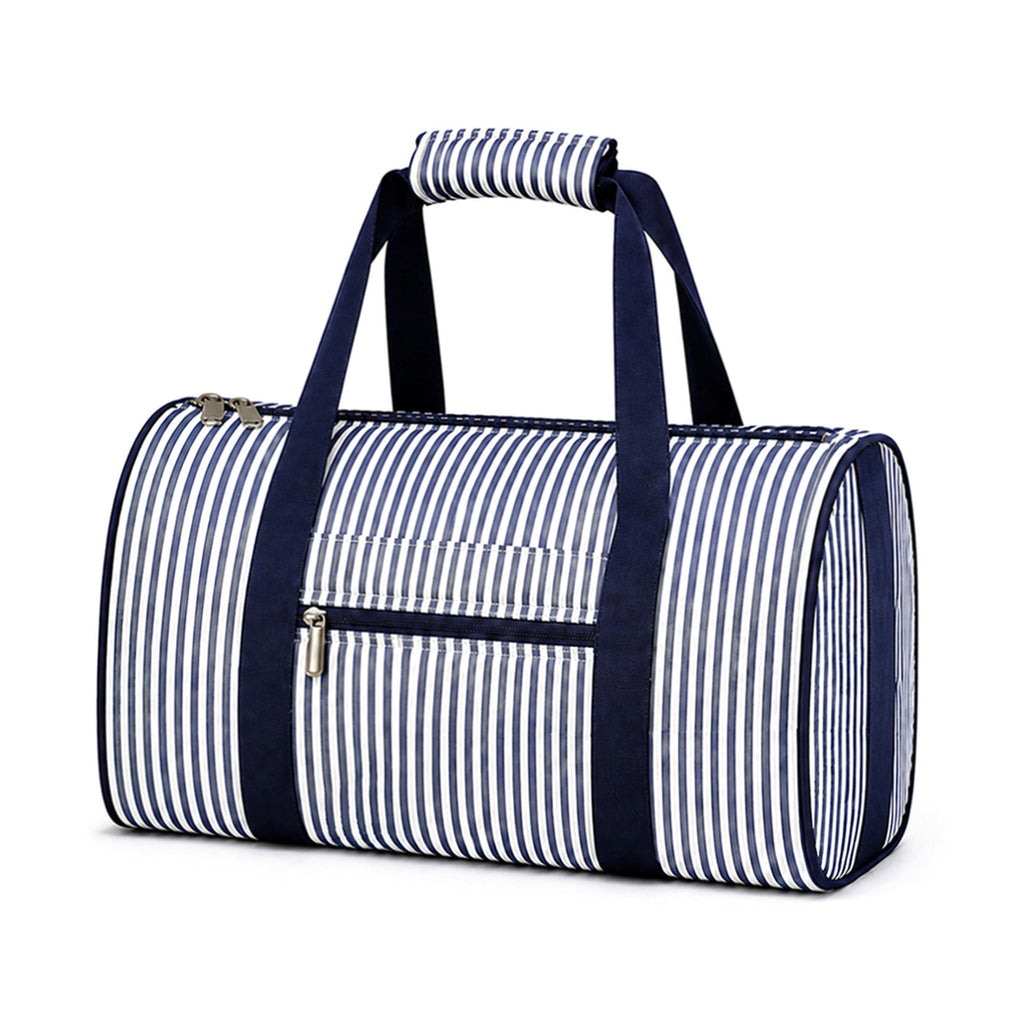 Monogrammed Seersucker Duffel Bag Personalized Overnight Tote