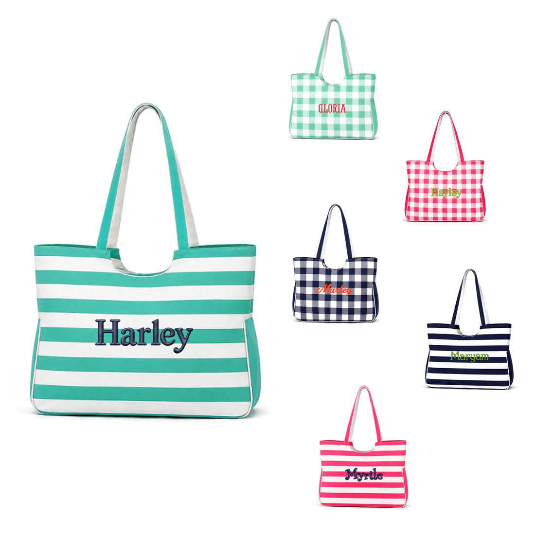 Personalized Extra Large Beach Tote Embroidered Monogram