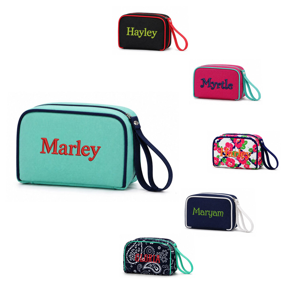 Personalized Wristlet Cosmetic Bag Monogram Makeup Bag Bridesmaid Gift