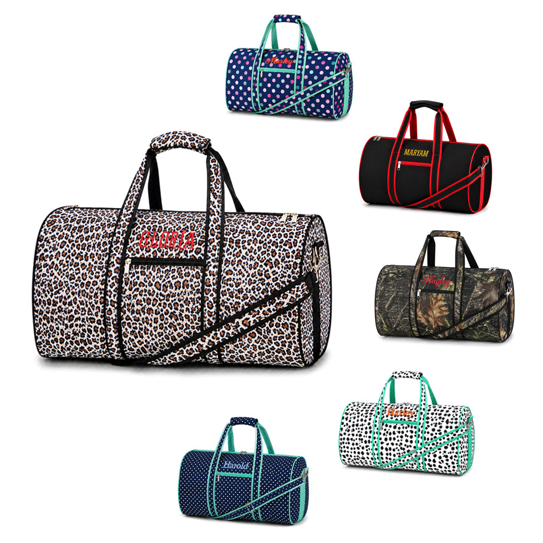 Monogram Duffle Bag Personalized Waterproof Polyester Gym Travel Bag