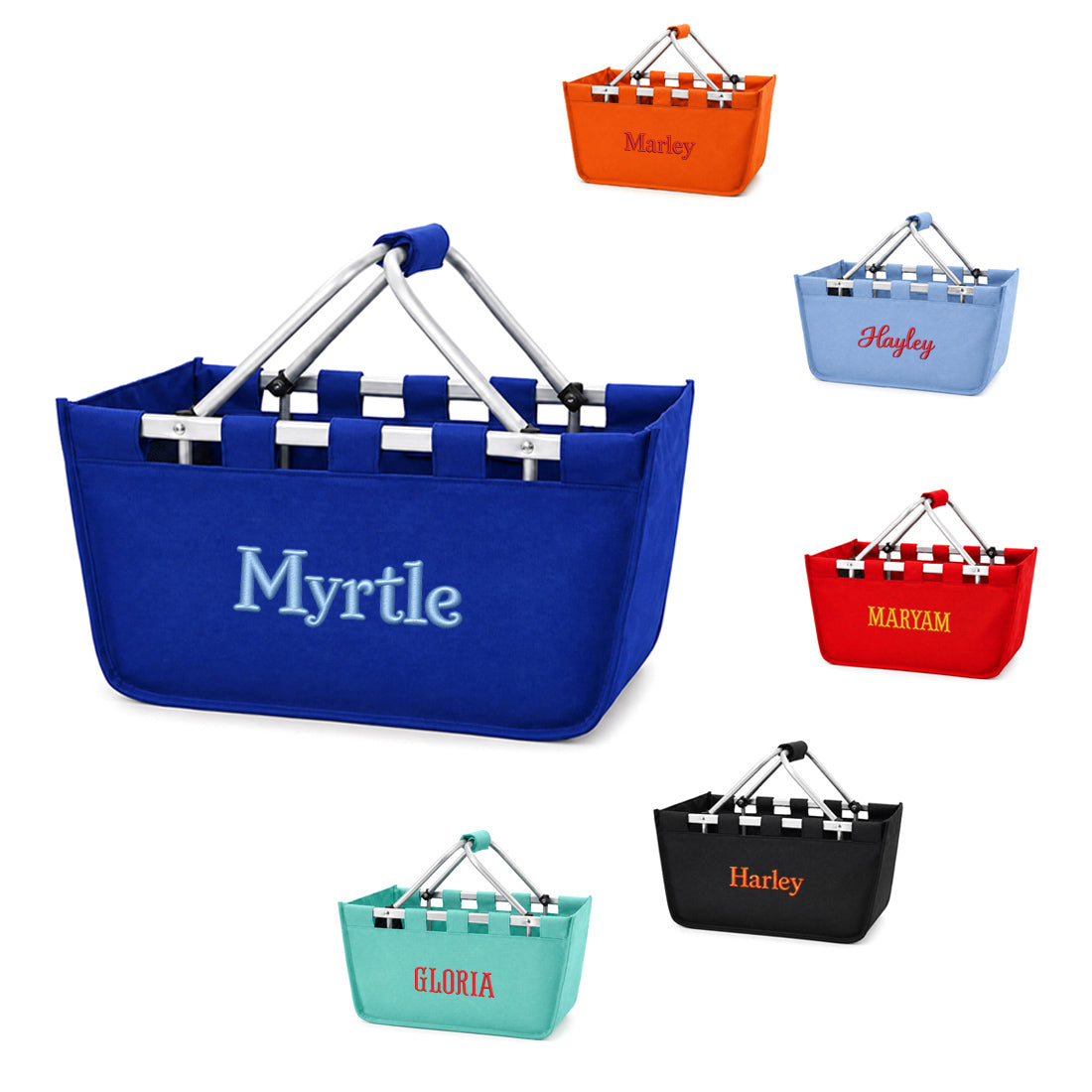 Monogrammed Market Basket Personalized Collapsible Market Tote