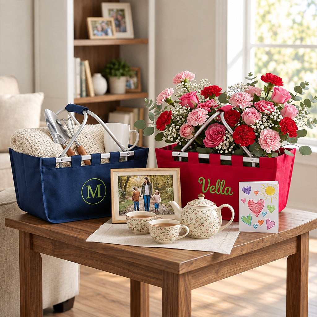 Monogrammed Market Basket Personalized Collapsible Market Tote
