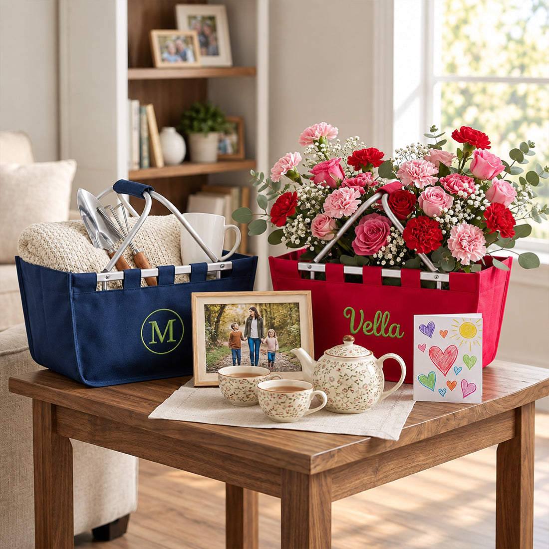 Monogrammed Market Basket Personalized Collapsible Market Tote