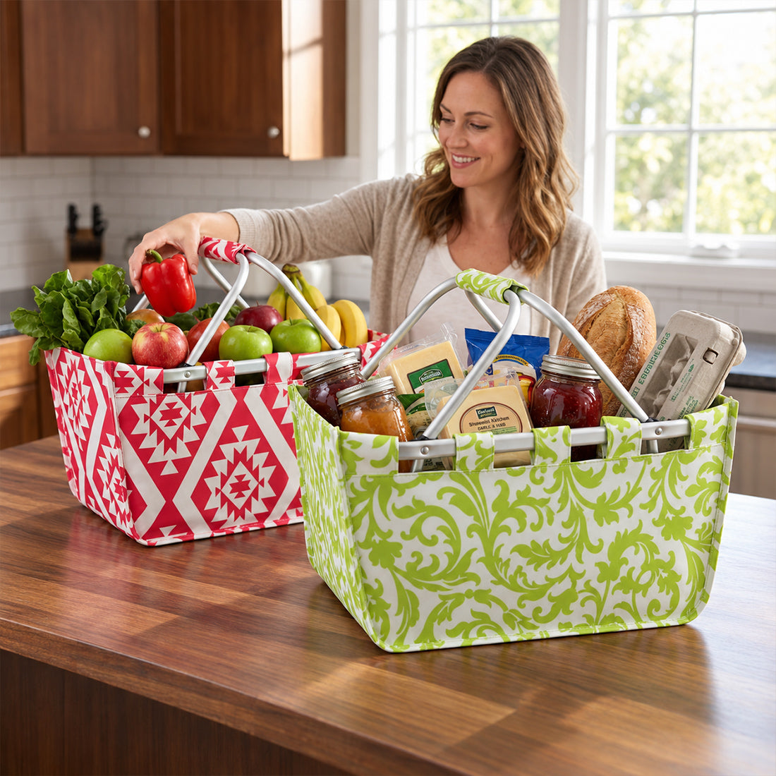 Monogrammed Market Basket Personalized Collapsible Market Tote