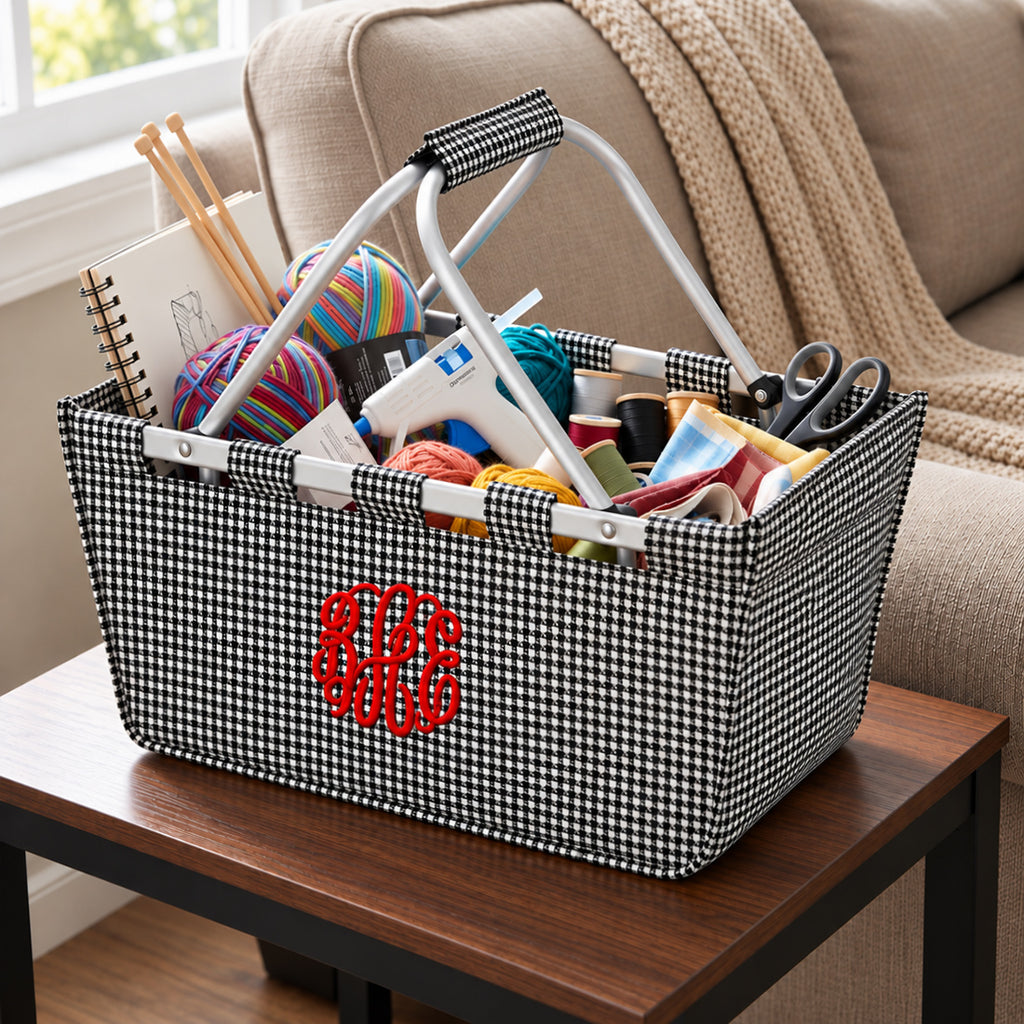 Monogrammed Market Basket Personalized Collapsible Market Tote