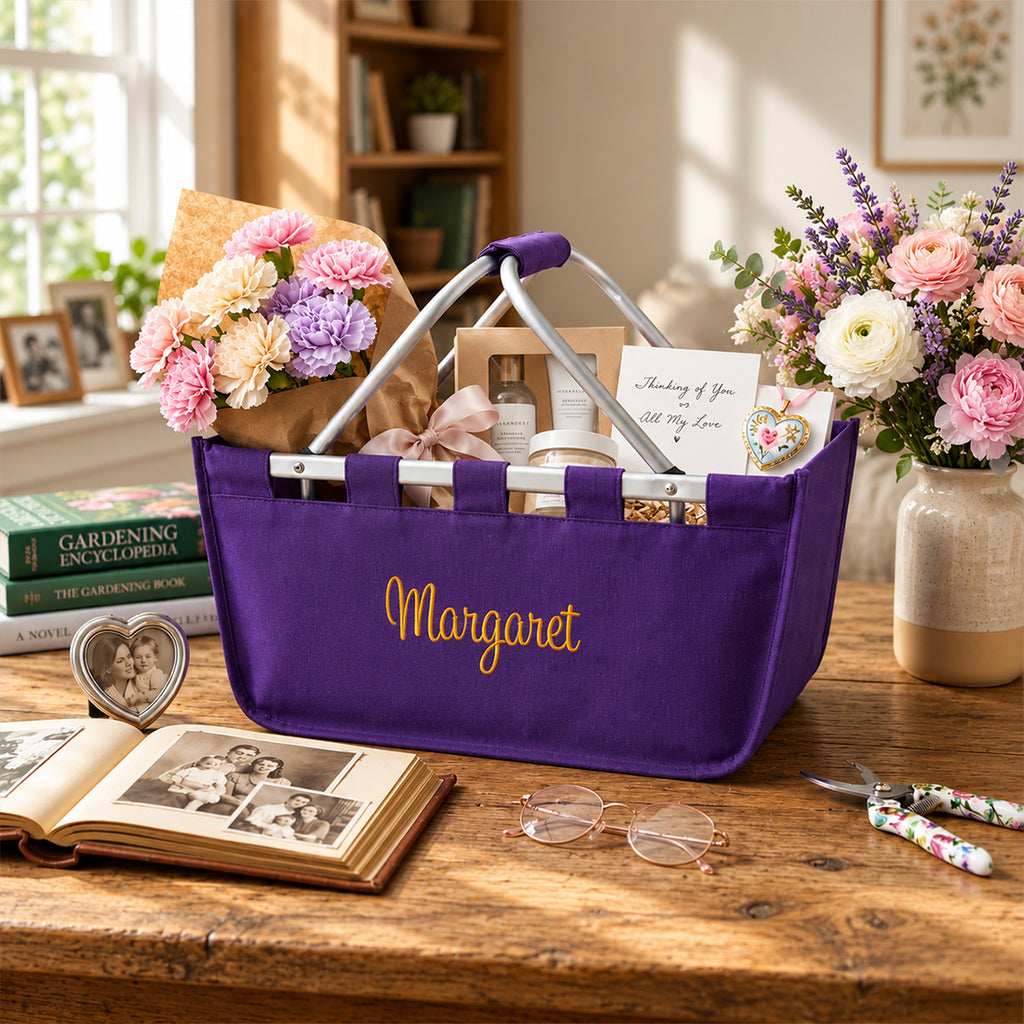 Monogrammed Market Basket Personalized Collapsible Market Tote
