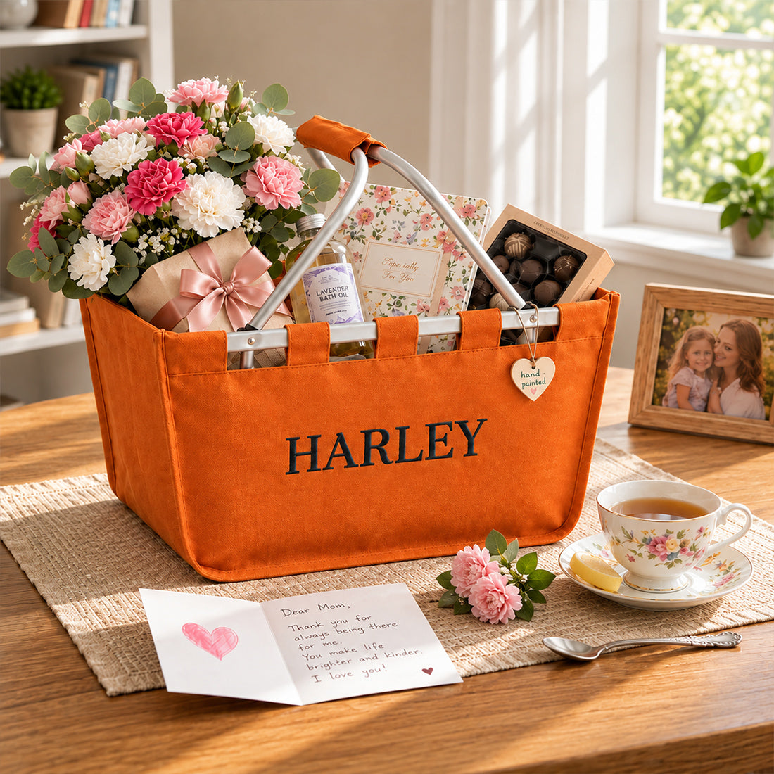 Monogrammed Market Basket Personalized Collapsible Market Tote