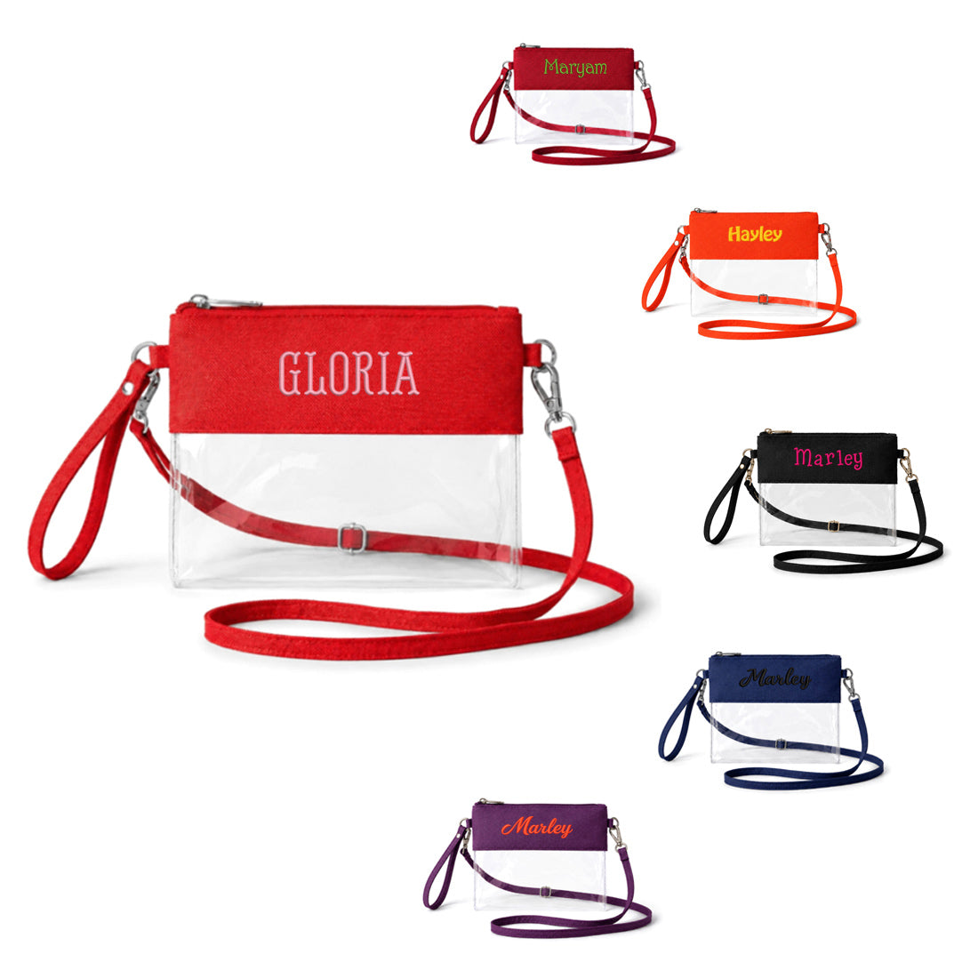 Monogrammed Clear Stadium Bag Personalized Game Day Team Color Option