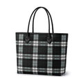 Monogram Shoulder Totes Red Navy Black Checked
