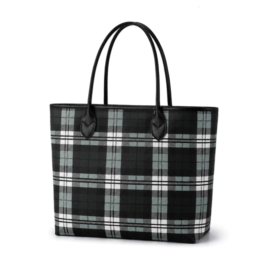 Monogram Shoulder Totes Red Navy Black Checked