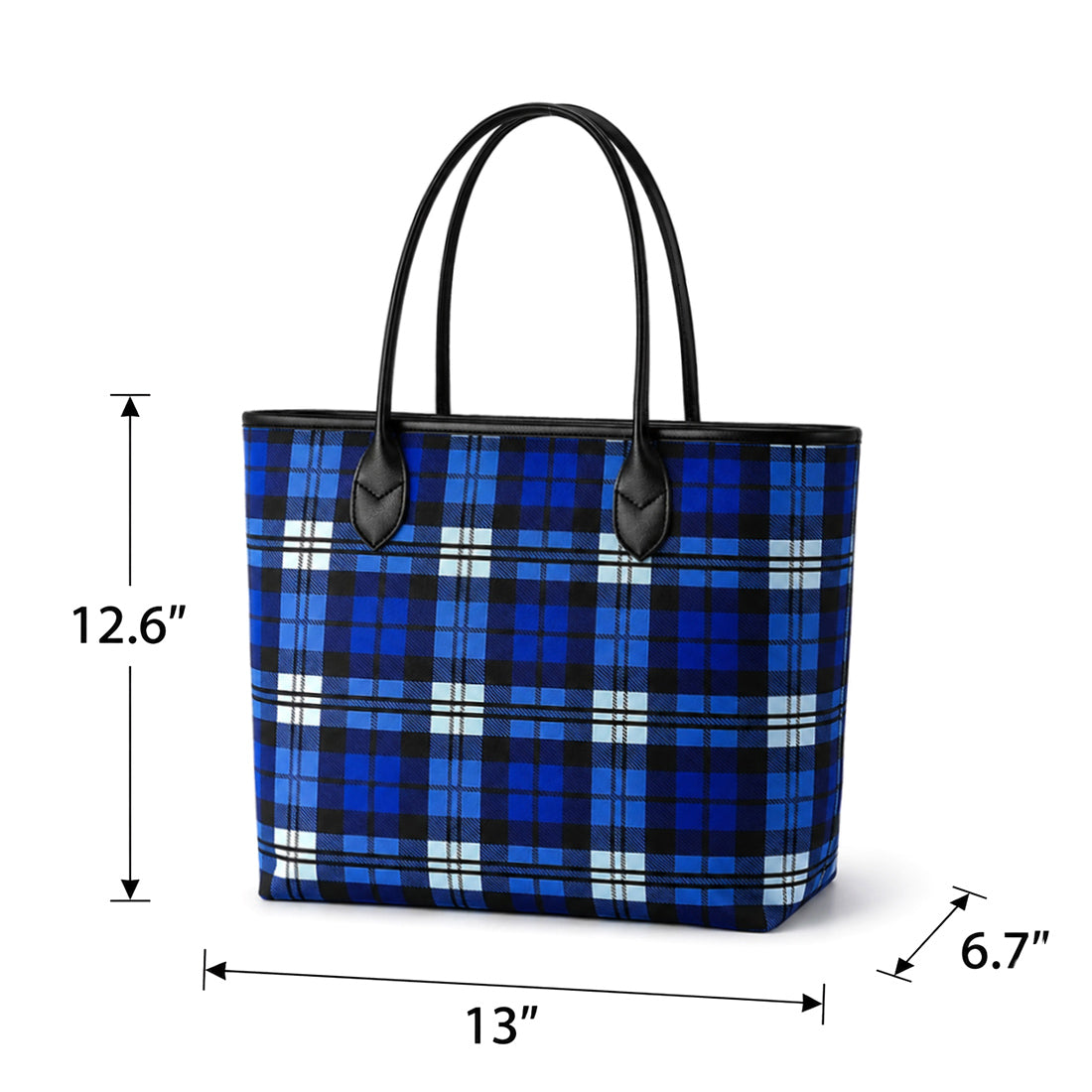 Monogram Shoulder Totes Red Navy Black Checked
